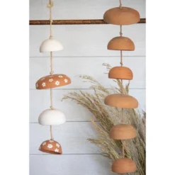 White Floral And Natural Terracotta Hanging Chime - Foreside Home & Garden -Northlight Shop GUEST 71e0079c acdc 4d1a b07d ae7c111cd804
