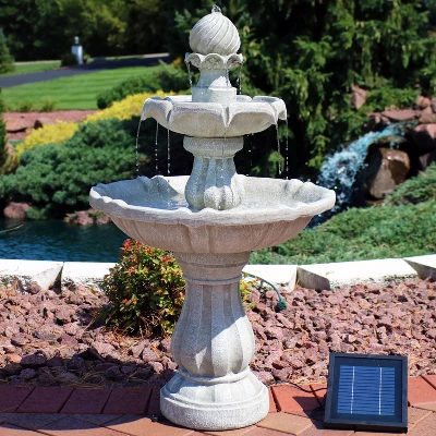 Sunnydaze Decor Sunnydaze Outdoor 2-Tier Solar Powered Water Fountain With Battery Backup And Submersible Pump - 35" 1 Sunnydaze Decor Sunnydaze Outdoor 2-Tier Solar Powered Water Fountain With Battery Backup And Submersible Pump - 35"