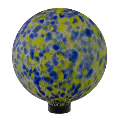 Northlight 10" Yellow And Blue Outdoor Patio Garden Gazing Ball 2 Northlight 10" Yellow And Blue Outdoor Patio Garden Gazing Ball - Image 2