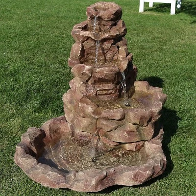 Sunnydaze Decor Sunnydaze 41"H Electric Fiberglass Stone Springs Outdoor Water Fountain With LED Lights 1 Sunnydaze Decor Sunnydaze 41"H Electric Fiberglass Stone Springs Outdoor Water Fountain With LED Lights