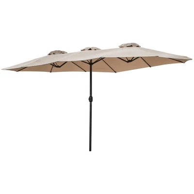 Northlight 15' Outdoor Patio Market Umbrella With Hand Crank, Beige 2 Northlight 15' Outdoor Patio Market Umbrella With Hand Crank, Beige - Image 2