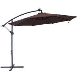 Sunnydaze Decor Sunnydaze Outdoor Cantilever Offset Patio With Solar LED Lights, Crank, And Cross Base - 10' -Northlight Shop GUEST 7757f3e3 f486 41f2 9ce5 7a29afb1b233