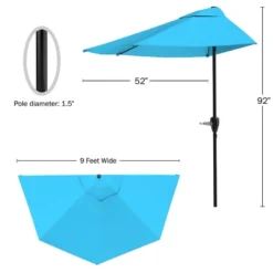Nature Spring 9' Half-Round Patio Umbrella - Brilliant Blue -Northlight Shop GUEST 780c01d9 e0be 4185 88b5 108f804b90cb
