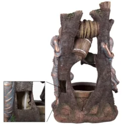 Nature Spring Outdoor Water Fountain Statue - Children At Well With LED Lights - 30", Brown -Northlight Shop GUEST 7a08b7bc e0f0 4080 bd7f e132624422b7