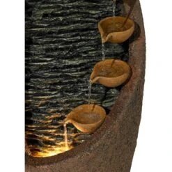 John Timberland Modern Rustic Outdoor Floor Water Fountain With Light LED 34 1/2" High Cascading For Yard Garden Patio Deck -Northlight Shop GUEST 82298b8a f6e2 494d 8532 379a4f861e04