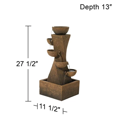 John Timberland Cascading Bowls Rustic Cascading Bowls Outdoor Floor Water Fountain With LED Light 27 1/2" For Yard Garden Patio Home Deck Porch 5 John Timberland Cascading Bowls Rustic Cascading Bowls Outdoor Floor Water Fountain With LED Light 27 1/2" For Yard Garden Patio Home Deck Porch - Image 5