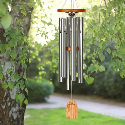 Woodstock Wind Chimes Signature Collection, Woodstock Memorial Chime, 24'' Silver Wind Chime AGMU 1 Woodstock Wind Chimes Signature Collection, Woodstock Memorial Chime, 24'' Silver Wind Chime AGMU