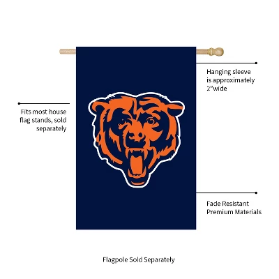 Evergreen NFL Chicago Bears Applique House Flag 28 X 44 Inches Outdoor Decor For Homes And Gardens 2 Evergreen NFL Chicago Bears Applique House Flag 28 X 44 Inches Outdoor Decor For Homes And Gardens - Image 2