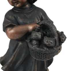 LuxenHome 23.31" Bronze MgO Girl Holding Basket Of Kittens With Puppy Garden Statue -Northlight Shop GUEST 886a66db 76a0 4cca b835 c837fdc73e61