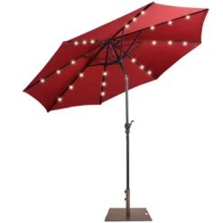 Costway 10ft Solar Lights Patio Umbrella Outdoor W/ 50 LBS Movable Umbrella Stand Red -Northlight Shop GUEST 89f7b73d 1db6 45d8 9d07 f482ec44dd90