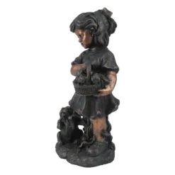 LuxenHome 23.31" Bronze MgO Girl Holding Basket Of Kittens With Puppy Garden Statue -Northlight Shop GUEST 8b19ccd4 9a4a 4b9b 8518 733682a86fb7