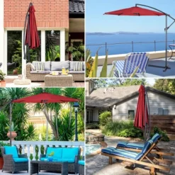 Costway 10' Hanging Umbrella Patio Sun Shade Offset Outdoor Market W/t Cross Base Burgundy -Northlight Shop GUEST 8c8a153f 48b3 44dc 9d06 a5076d44b87a