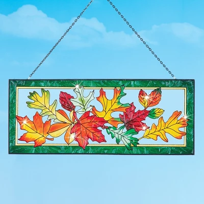 Collections Etc Colorful Fall Leaves & Stained Glass Styling Suncatcher 1 Collections Etc Colorful Fall Leaves & Stained Glass Styling Suncatcher