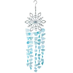 Wind & Weather Handcrafted Metal And Recycled Glass Snowflake Wind Chime