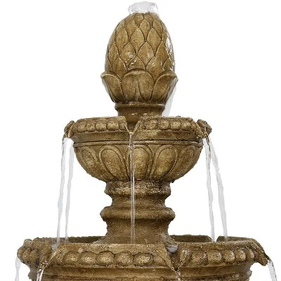 Sunnydaze Decor Sunnydaze 65"H Electric Resin And Concrete 4-Tier Eggshell Edge Outdoor Water Fountain With LED Lights 3 Sunnydaze Decor Sunnydaze 65"H Electric Resin And Concrete 4-Tier Eggshell Edge Outdoor Water Fountain With LED Lights - Image 3