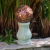 12"H Polyresin Gazing Ball Stand - Peat Moss - Alpine Corporation