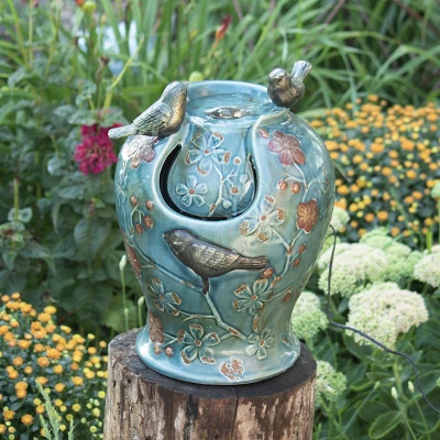 Blue Verdigris Bird Indoor Water Fountain With LED Light And Pump - Foreside Home & Garden 5 Blue Verdigris Bird Indoor Water Fountain With LED Light And Pump - Foreside Home & Garden - Image 5