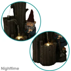 Sunnydaze Decor Sunnydaze 17"H Electric Polyresin Resting Gnome By Tiered Logs Outdoor Water Fountain With LED Light -Northlight Shop GUEST 98abb898 8dc9 4d9f aacf c5c8f2e83a0e