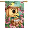 A Watchful Eye Spring House Flag Goldfinches Nest 28" X 40" Briarwood Lane