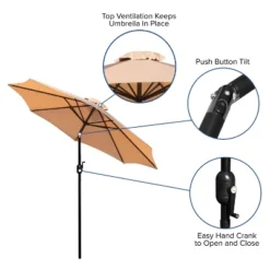 Flash Furniture Kona 9 FT Round Umbrella With 1.5" Diameter Aluminum Pole With Crank And Tilt Function -Northlight Shop GUEST 9e072399 bf44 46b7 a61d 8c4862e2af3a