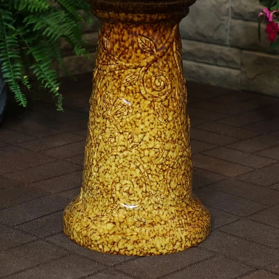 Sunnydaze Decor Sunnydaze 43"H Electric Ceramic 3-Tier Floral Motif Outdoor Water Fountain With LED Lights 6 Sunnydaze Decor Sunnydaze 43"H Electric Ceramic 3-Tier Floral Motif Outdoor Water Fountain With LED Lights - Image 6