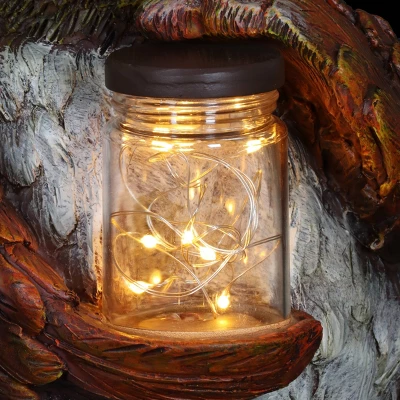 9.84" Glass And Resin Solar Garden Owl With LED Firefly Jar - Exhart 4 9.84" Glass And Resin Solar Garden Owl With LED Firefly Jar - Exhart - Image 4