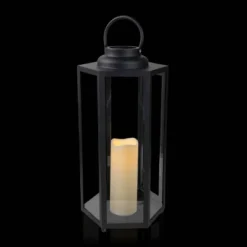 18" Hexagonal Candlelit Iron Lantern With LED Lights Black/Warm White - Alpine Corporation 14 18" Hexagonal Candlelit Iron Lantern With LED Lights Black/Warm White - Alpine Corporation -Northlight Shop GUEST 9fea285b ad84 42b1 8642 68d3381352f9