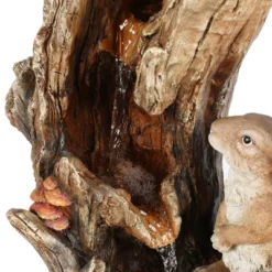 LuxenHome Resin Two Bunnies Tree Stump Outdoor Fountain With LED Lights -Northlight Shop GUEST a03e508a d0ac 4fc9 9dd2 d2e6e59c99a4