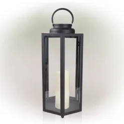 18" Hexagonal Candlelit Iron Lantern With LED Lights Black/Warm White - Alpine Corporation 16 18" Hexagonal Candlelit Iron Lantern With LED Lights Black/Warm White - Alpine Corporation -Northlight Shop GUEST a1a69cb5 4bdc 4153 863b d7dac203f20e