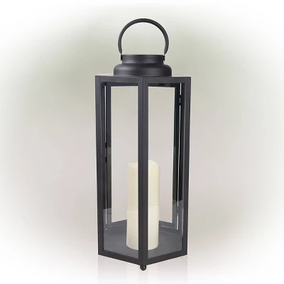 18" Hexagonal Candlelit Iron Lantern With LED Lights Black/Warm White - Alpine Corporation 7 18" Hexagonal Candlelit Iron Lantern With LED Lights Black/Warm White - Alpine Corporation - Image 7