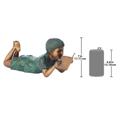 Design Toscano Bookworm Boy, Garden Reader Bronze Statue 4 Design Toscano Bookworm Boy, Garden Reader Bronze Statue - Image 4