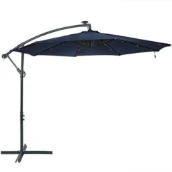 Sunnydaze Decor Sunnydaze Outdoor Cantilever Offset Patio With Solar LED Lights, Crank, And Cross Base - 10' -Northlight Shop GUEST a265b7d9 c8c3 414b ab4e 2fa1466c22df