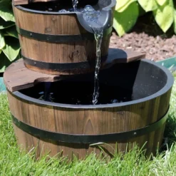 Sunnydaze Decor Sunnydaze 23"H Electric Fir Wood 2-Tier Farmhouse Barrel With Metal Decorative Hand Pump Outdoor Water Fountain -Northlight Shop GUEST a6244808 0c16 407a 83ac a0b0d5290f85