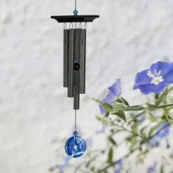 Woodstock Wind Chimes For Outside, Garden Décor, Outdoor & Patio Décor, Woodstock Blue Lapis Chime Black Wind Chimes