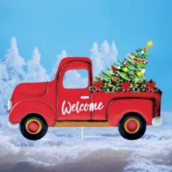 Collections Etc Seasonal Welcome Red Vintage Pickup Truck Garden Stake -Northlight Shop GUEST a718c8f3 3615 495d 926d 5da4edbd7fdb
