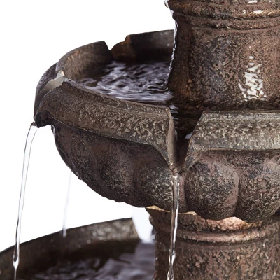 John Timberland Italian Style 3 Tier Outdoor Floor Water Fountain With Light LED 43" High Gray Faux Stone Garden Patio Backyard 4 John Timberland Italian Style 3 Tier Outdoor Floor Water Fountain With Light LED 43" High Gray Faux Stone Garden Patio Backyard - Image 4