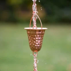 Marrgon Copper Rain Chain With Hammered Bell Style Cups For Gutter Downspout Replacement -Northlight Shop GUEST aa84d479 b2e2 4a89 9202 8494528647eb
