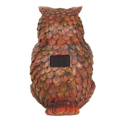 9.84" Glass And Resin Solar Garden Owl With LED Firefly Jar - Exhart 6 9.84" Glass And Resin Solar Garden Owl With LED Firefly Jar - Exhart - Image 6