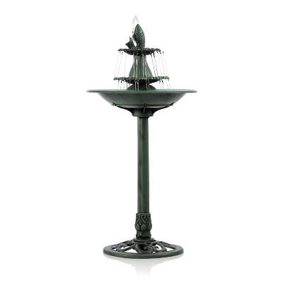 40" Tiered Pedestal Fountain With Fish Blue - Alpine Corporation 2 40" Tiered Pedestal Fountain With Fish Blue - Alpine Corporation - Image 2