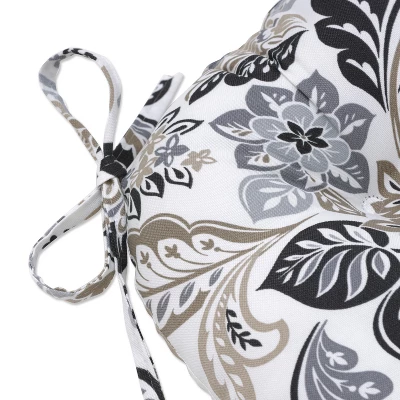 2pc Dailey Outdoor/Indoor Reversible Chair Pads Pewter Black - Pillow Perfect 2 2pc Dailey Outdoor/Indoor Reversible Chair Pads Pewter Black - Pillow Perfect - Image 2