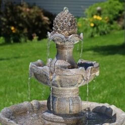 Sunnydaze Decor Sunnydaze Outdoor Backyard Polyresin Solar Powered 2-Tier Pineapple Top Water Fountain Feature - 33" -Northlight Shop GUEST b0535817 7856 4f50 9ce6 966b4e39a3f5
