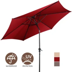 Costway 10FT Patio Umbrella 6 Ribs Market Steel Tilt W/ Crank Outdoor Garden Burgundy 15 Costway 10FT Patio Umbrella 6 Ribs Market Steel Tilt W/ Crank Outdoor Garden Burgundy -Northlight Shop GUEST b0a4653d 4ecf 4e4f a392 0cba8b5bbe33