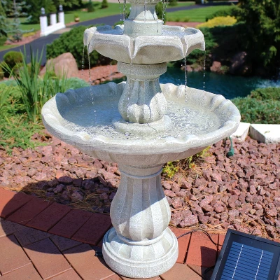 Sunnydaze Decor Sunnydaze Outdoor 2-Tier Solar Powered Water Fountain With Battery Backup And Submersible Pump - 35" 6 Sunnydaze Decor Sunnydaze Outdoor 2-Tier Solar Powered Water Fountain With Battery Backup And Submersible Pump - 35" - Image 6