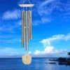 Woodstock Wind Chimes Signature Collection, Woodstock Seashore Chime, Sand Dollar 24'' Silver Wind Chime SSA