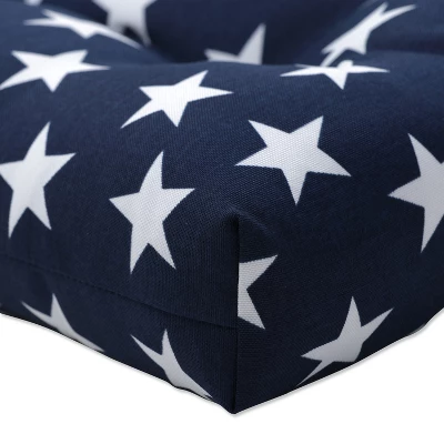 2pk Outdoor/Indoor Large Chair Pad Set Macey Americana Blue - Pillow Perfect 1 2pk Outdoor/Indoor Large Chair Pad Set Macey Americana Blue - Pillow Perfect