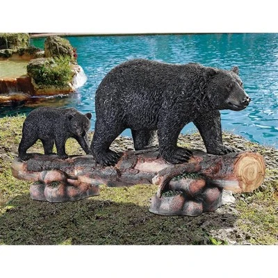 Design Toscano Mother Black Bear And Cub Grand Scale Animal Sculpture - Multicolored 1 Design Toscano Mother Black Bear And Cub Grand Scale Animal Sculpture - Multicolored