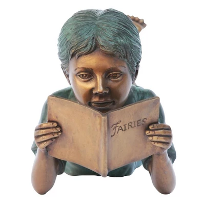 Design Toscano Bookworm Boy, Garden Reader Bronze Statue 2 Design Toscano Bookworm Boy, Garden Reader Bronze Statue - Image 2