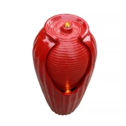 Teamson Home Indoor/Outdoor Contemporary Vase Water Fountain With LED Lights, Red -Northlight Shop GUEST b9c868f0 8004 432c 9256 e5d539587b23