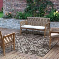 6' X 8' Distressed Outdoor Rug Taupe/White - Foss Floors -Northlight Shop GUEST ba9d9c0a 3b16 48fd 9f70 b6290f2bfb80