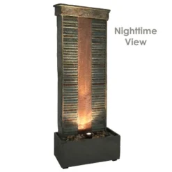 Sunnydaze Decor Sunnydaze 48"H Electric Natural Slate With Copper Accents Rippled Column Outdoor Water Fountain With LED Spotlight -Northlight Shop GUEST bcfb8823 08a1 406a 916e eca415348123